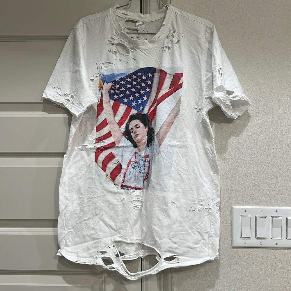 Lana Del Rey Tshirt XL Distressed Vintage Style Buttwiser